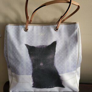 Vintage Anya Hindmarch black cat tote bag